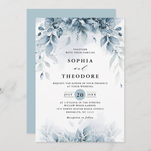 Eucalyptus Greenery Gum Botanical Rustic Wedding Kaart (Voorkant / Achterkant)