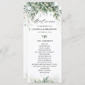 Eucalyptus Greenery Gum Botanical Rustic Wedding Programmakaart (Voorkant / Achterkant)
