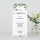 Eucalyptus Greenery Gum Botanical Rustic Wedding Programmakaart (Staand voorkant)