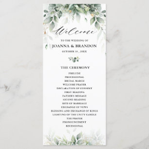 Eucalyptus Greenery Gum Botanical Rustic Wedding Programmakaart