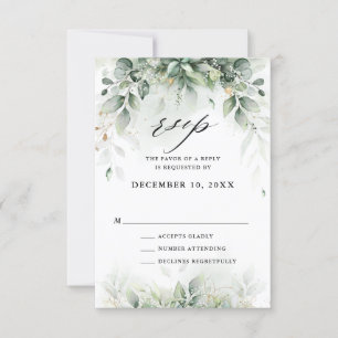 Eucalyptus Greenery Gum Botanical Rustic Wedding RSVP Kaartje