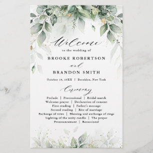 Eucalyptus Greenery Gum Botanical Wedding Programm