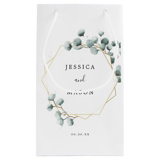 Eucalyptus Greenery Hotel Wedding Gift Bag Klein Cadeauzakje (Achterkant)