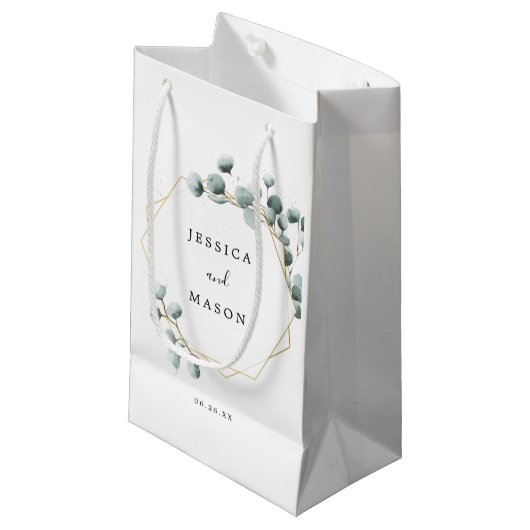 Eucalyptus Greenery Hotel Wedding Gift Bag Klein Cadeauzakje (Voorkant Gekanteld)