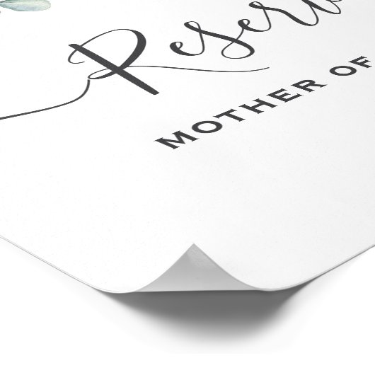 Eucalyptus Greenery Huwelijk gereserveerd teken Poster (Hoek)