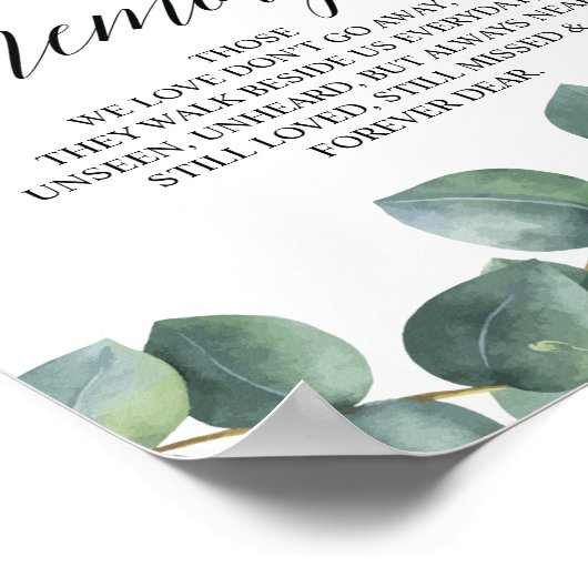 Eucalyptus Greenery in het liefdevol geheugen Memo Poster (Hoek)