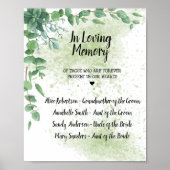 Eucalyptus Greenery in Loving Memory Wedding Sign Poster (Voorkant)