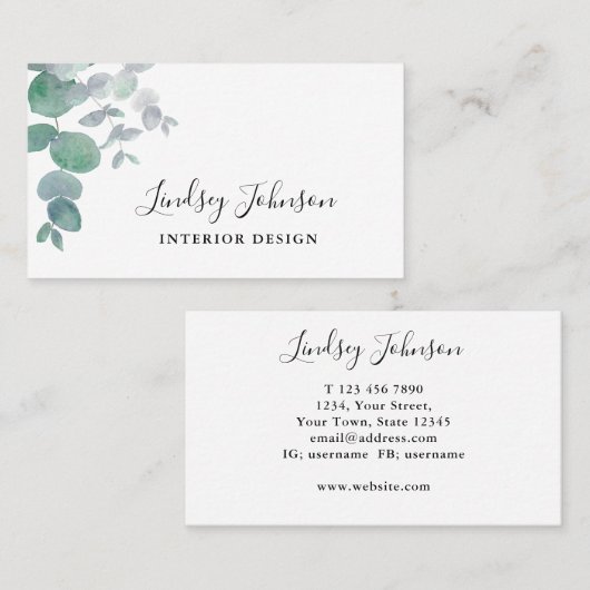 Eucalyptus Greenery Interior Design Visitekaartje (Voorkant / Achterkant)
