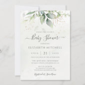Eucalyptus Greenery laat elegant Baby shower over Kaart (Voorkant)