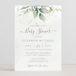 Eucalyptus Greenery laat elegant Baby shower over Kaart