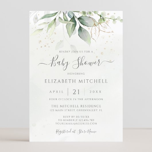 Eucalyptus Greenery laat elegant Baby shower over Kaart