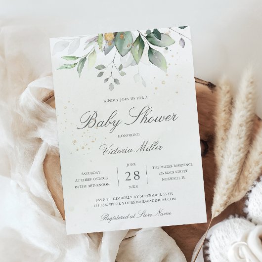 Eucalyptus Greenery laat elegant Baby shower over Kaart