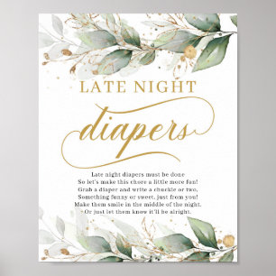 Eucalyptus greenery laat-nachtbord met dop poster