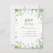 Eucalyptus Greenery laat trouwdetails achter RSVP Kaartje (Voorkant)
