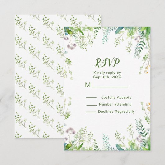 Eucalyptus Greenery laat trouwdetails achter RSVP Kaartje (Voorkant / Achterkant)