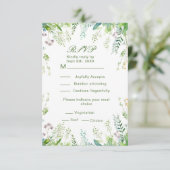 Eucalyptus Greenery laat trouwdetails achter RSVP Kaartje (Staand voorkant)