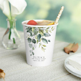 Eucalyptus Greenery laat Waterverf over Papieren Bekers