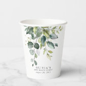 Eucalyptus Greenery laat Waterverf over Papieren Bekers (Achterkant)