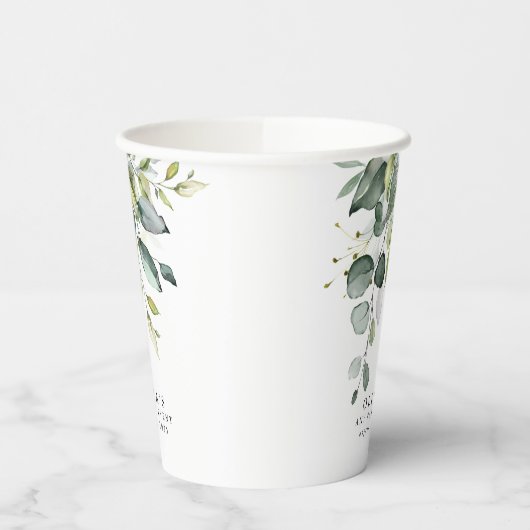 Eucalyptus Greenery laat Waterverf over Papieren Bekers (Links)