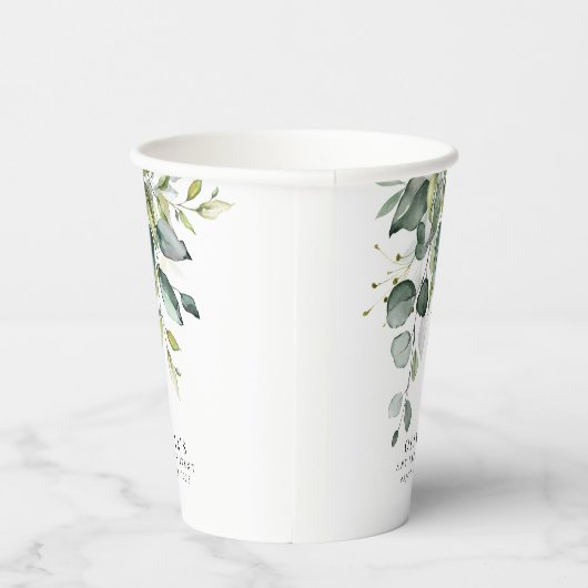 Eucalyptus Greenery laat Waterverf over Papieren Bekers (Rechts)