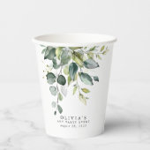 Eucalyptus Greenery laat Waterverf over Papieren Bekers (Voorkant)