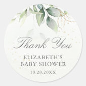 Eucalyptus Greenery Leaves Baby shower Dank u Ronde Sticker (Voorkant)