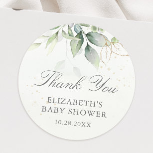 Eucalyptus Greenery Leaves Baby shower Dank u Ronde Sticker