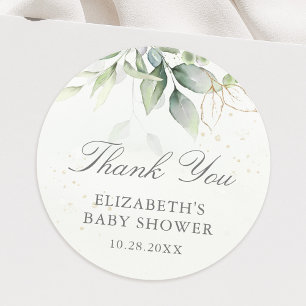 Eucalyptus Greenery Leaves Baby shower Dank u Ronde Sticker
