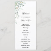 Eucalyptus Greenery Leaves Program Card Menu (Voorkant)