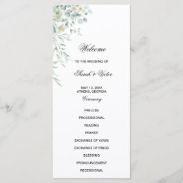 Eucalyptus Greenery Leaves Program Card Menu