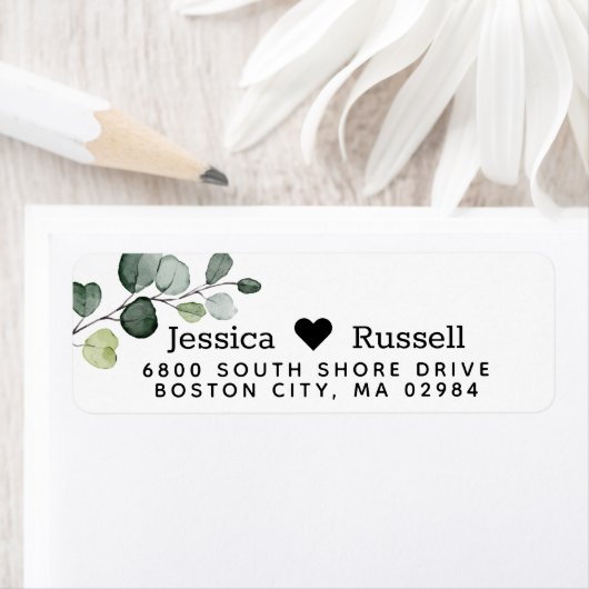 Eucalyptus Greenery Leaves Return Address Etiket (Insitu)