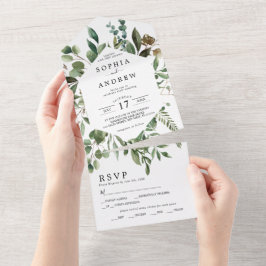 Eucalyptus Greenery Leaves Wedding All In One Invi Uitnodiging