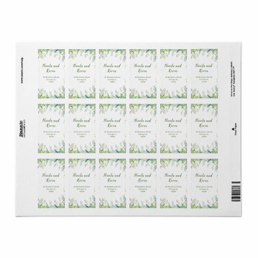 Eucalyptus Greenery Leaves Wedding  Etiket (Full Sheet)