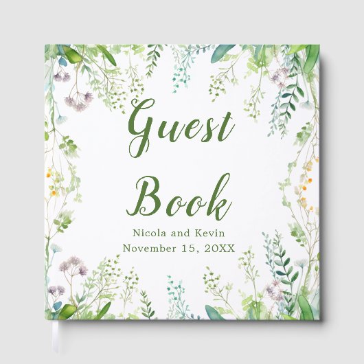 Eucalyptus Greenery Leaves Wedding Guest Book Gastenboek (Voorkant)