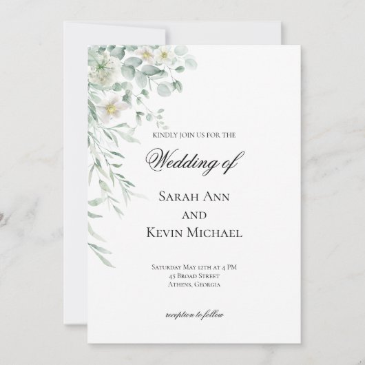 Eucalyptus Greenery Leaves  Wedding Invitation Kaart (Voorkant)