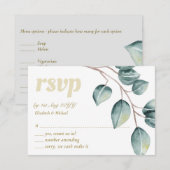 Eucalyptus Greenery Leaves Wedding RSVP MENU (Voorkant / Achterkant)