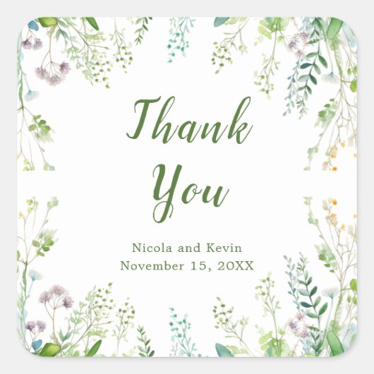 Eucalyptus Greenery Leaves Wedding  Vierkante Sticker (Voorkant)