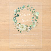 Eucalyptus Greenery leveert het bruinbruin van de  Acryl Uitnodigingen (Voorkant)