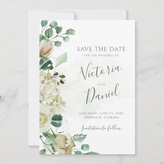 Eucalyptus Greenery leveert het bruinbruin van de  Save The Date (Voorkant)