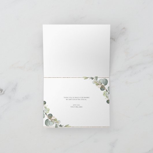 eucalyptus greenery lijst baptisme dank je kaart (Binnen)
