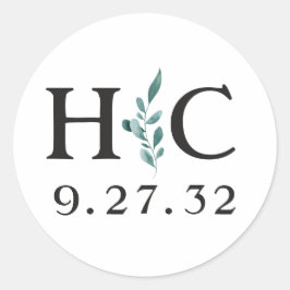 Eucalyptus Greenery Lijst Green Blue Black Initiaa Ronde Sticker