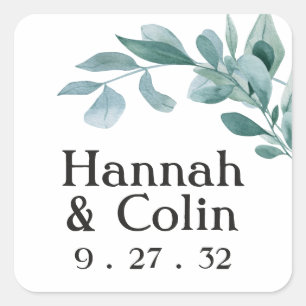 Eucalyptus Greenery Lijst Green Blue Black Vierkante Sticker