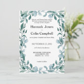 Eucalyptus Greenery Lijst Green Blue Wedding Kaart (Staand voorkant)