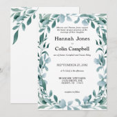Eucalyptus Greenery Lijst Green Blue Wedding Kaart (Voorkant / Achterkant)