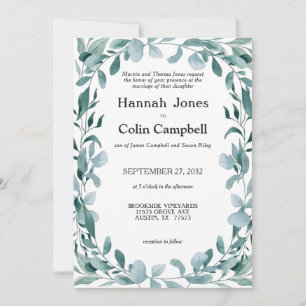 Eucalyptus Greenery Lijst Green Blue Wedding Kaart