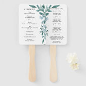 Eucalyptus Greenery Lijst Green Blue White Black Handwaaier (Voorkant en achterkant)