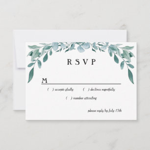 Eucalyptus Greenery Lijst Green Blue White Black RSVP Kaartje