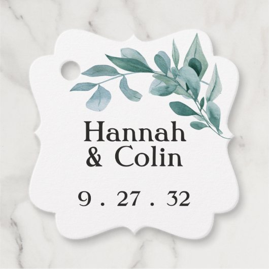 Eucalyptus Greenery Lijst Green Blue White Fancy Bedankjes Labels (Voorkant)