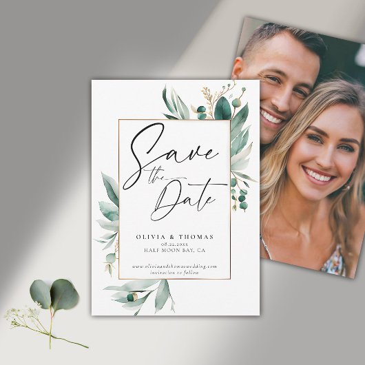 Eucalyptus Greenery Lijst Moderne foto bruiloft Save The Date