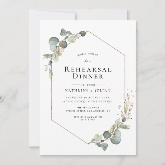 eucalyptus greenery lijst repetitief diner kaart (Voorkant)